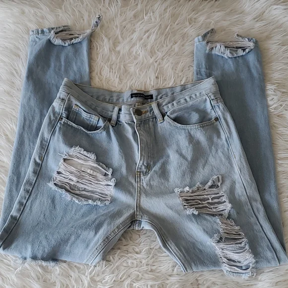 Brandy Melville Distressed Denim Pants Long Size Small - Picture 16 of 16